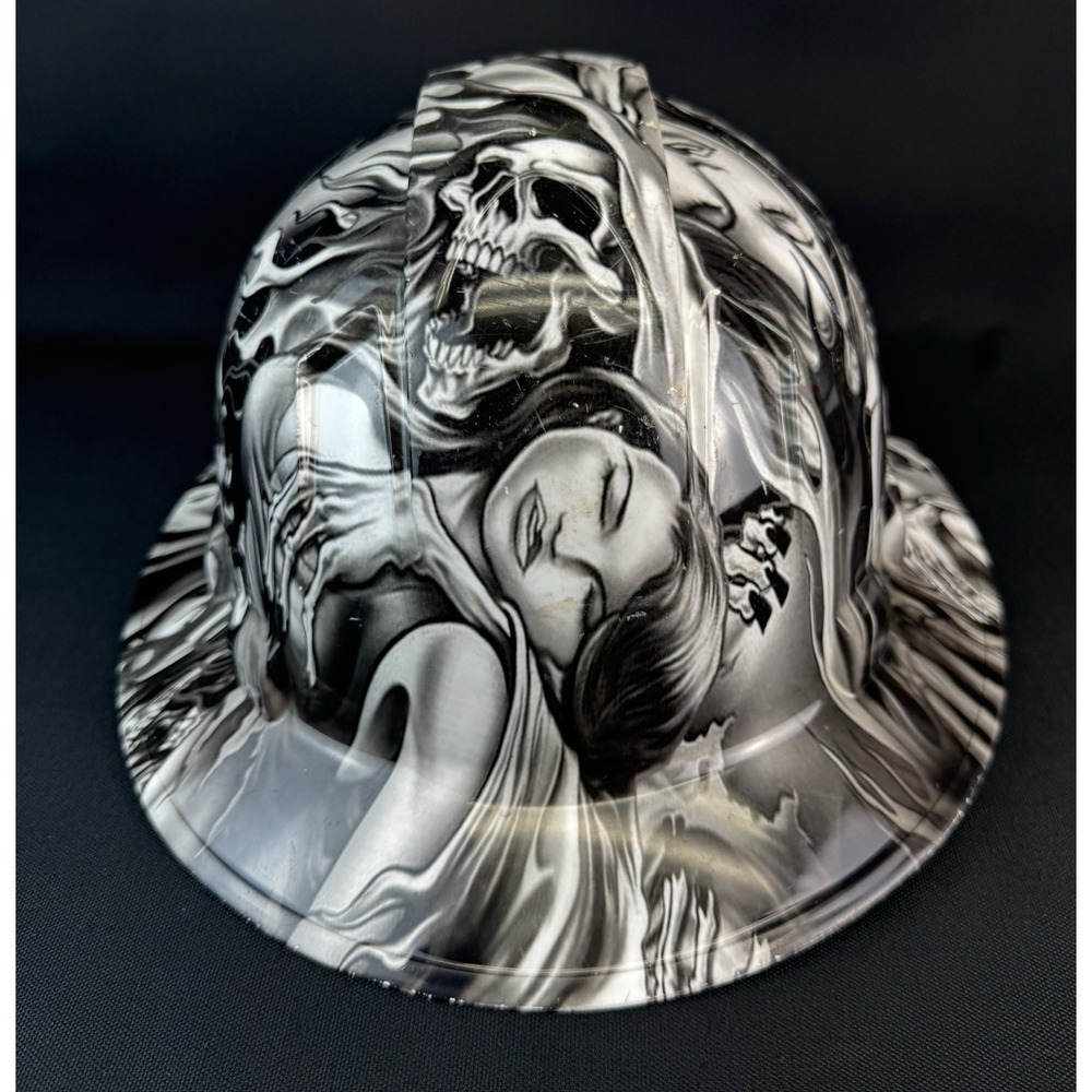 Pyramex Size 6 1/2"-8" Full Brim Hard Hat Reaper Hydro Dipped Graphic